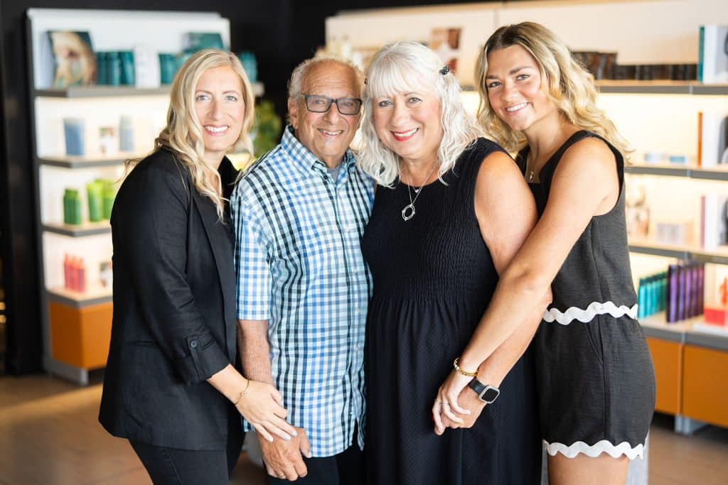 the Rushlow family embracing